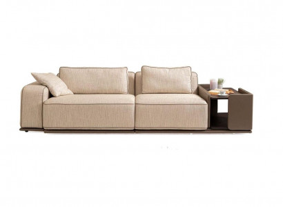 Dreisitzer Couch Sofa 3 Sitzer Beige Stoff Stoffsofa Polstersofa Tisch